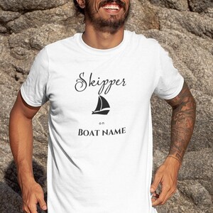Skipper T-Shirt: personalized for sailors with the name of the boat, gift for the captain, maritime shirt, boat clothing
