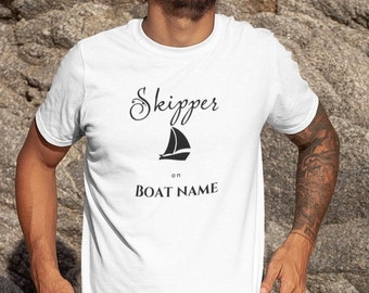 Skipper T-Shirt: personalized for sailors with the name of the boat, gift for the captain, maritime shirt, boat clothing