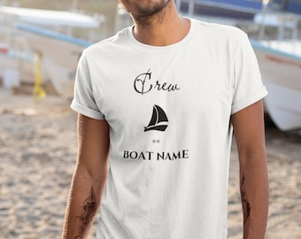 Personalized sailing crew t-shirt: cotton t-shirt for the boat crew with boat name, sailing crew, boat clothing, maritime shirt