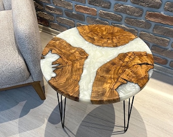 Made to Order Olive Wood Epoxy Coffee Table: Rustic River Table