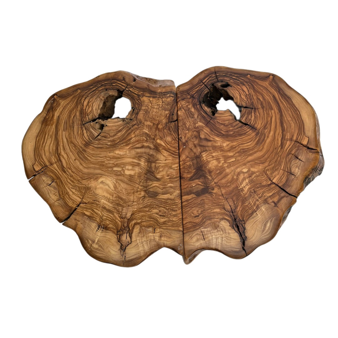 2 Olive Wood Plates, Olive Slices for Wall Shelf, Olive Slices for