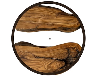 Round cut olive wood for custom watch making, live raw live edge olive slice, 2 olive slices for your design, wooden burl