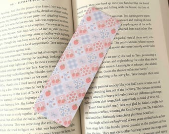 Strawberries and Flowers, Handmade Bookmark, Laminated, Double sided