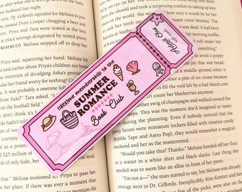 Summer Romance Book Club, Handmade Bookmark, Laminated, Double sided