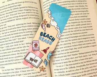 Beach Reads, Handmade Bookmark, Laminated, Double sided