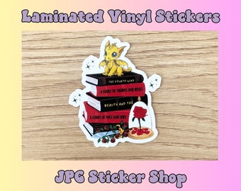 Fantasy Book Stack, book lover gift, dragon decal, book stickers, kindle stickers, reading sticker, Fantasy reader