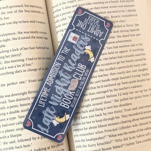 Late Night Readers Book Club, Handmade Bookmark, book lover bookmark, Book Lover gift, Bookish merch, gift for reader, laminated bookmark