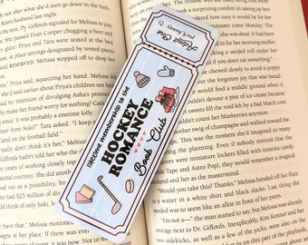 Hockey Romance Book Club, Handmade Bookmark, Laminated, Double sided
