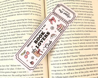 Book Lovers Club, Handmade Bookmark, Laminated, Double sided