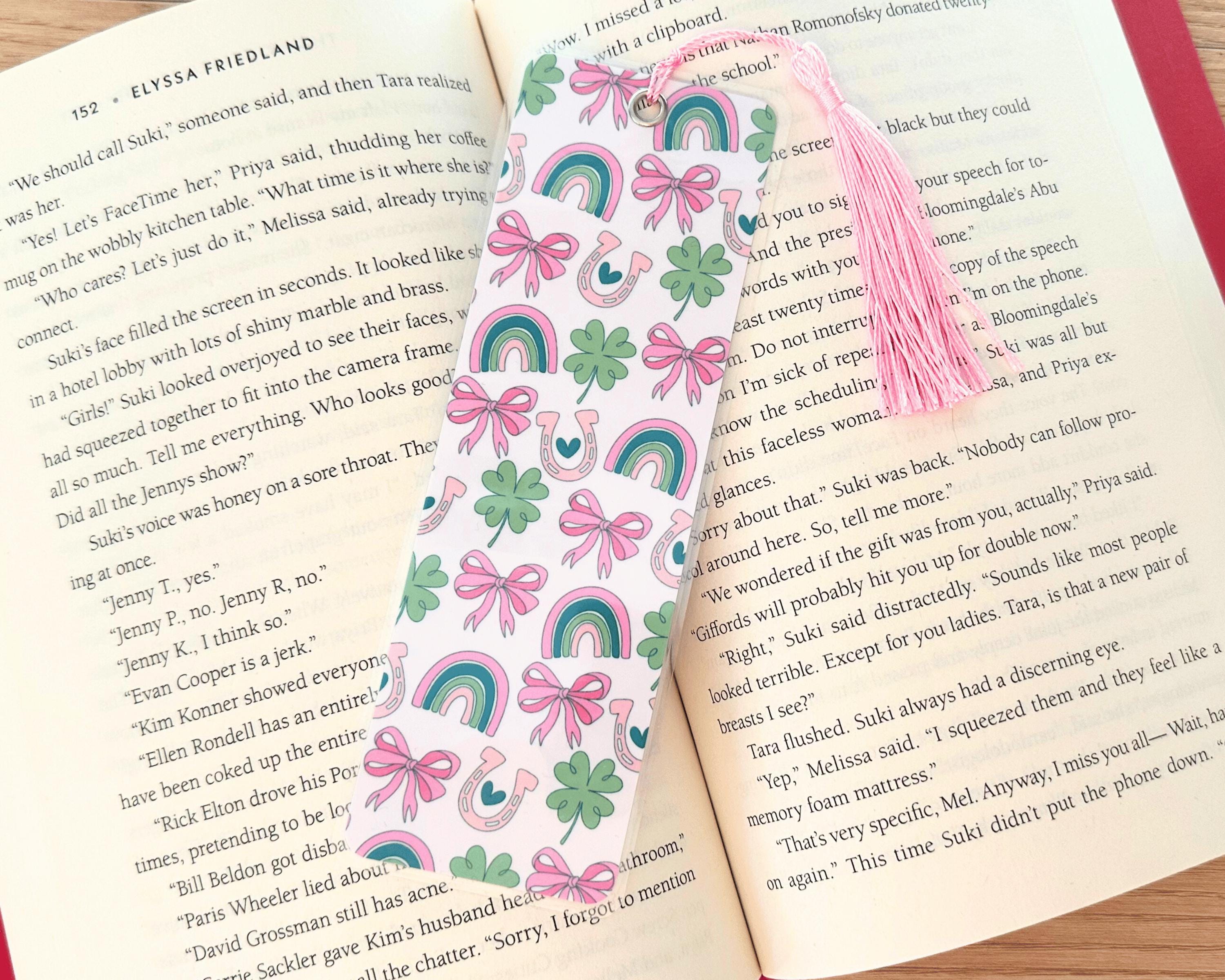 St. Patrick's Day Bookmark, Handmade Bookmark, four leaf clover bookmark, Book Lover gift, Bookish merch, gift for reader, laminated, tassel