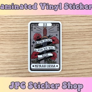 From Blood and Ash Tarot Card, bookish sticker, book lover gift, bookish merch, reading lover, kindle sticker, smut reader, booklover