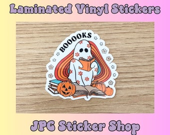 Ghost reading book, halloween sticker, ghost, kindle sticker, bookish, halloween lover, Vinyl sticker, stickers for laptop, best friend gift