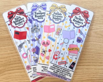 Reader Society Bookmarks, Laminated bookmark, Book Lover Gift, tropes, thriller, friends to lovers, fantasy, dark romance