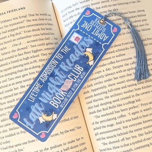 Late Night Readers Book Club, Handmade Bookmark, book lover bookmark, Book Lover gift, Bookish merch, gift for reader, laminated bookmark