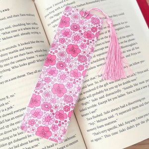Spring Floral Bookmark, Handmade Bookmark, spring, bright bookmark, Book Lover gift, Bookish merch, gift for reader, laminated, tassel