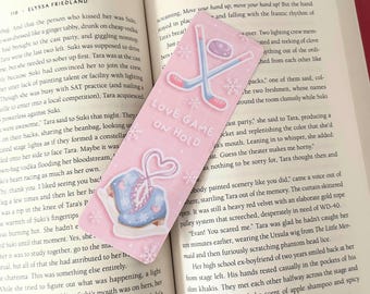 Hockey Romance, Handmade Bookmark, Laminated, Double sided