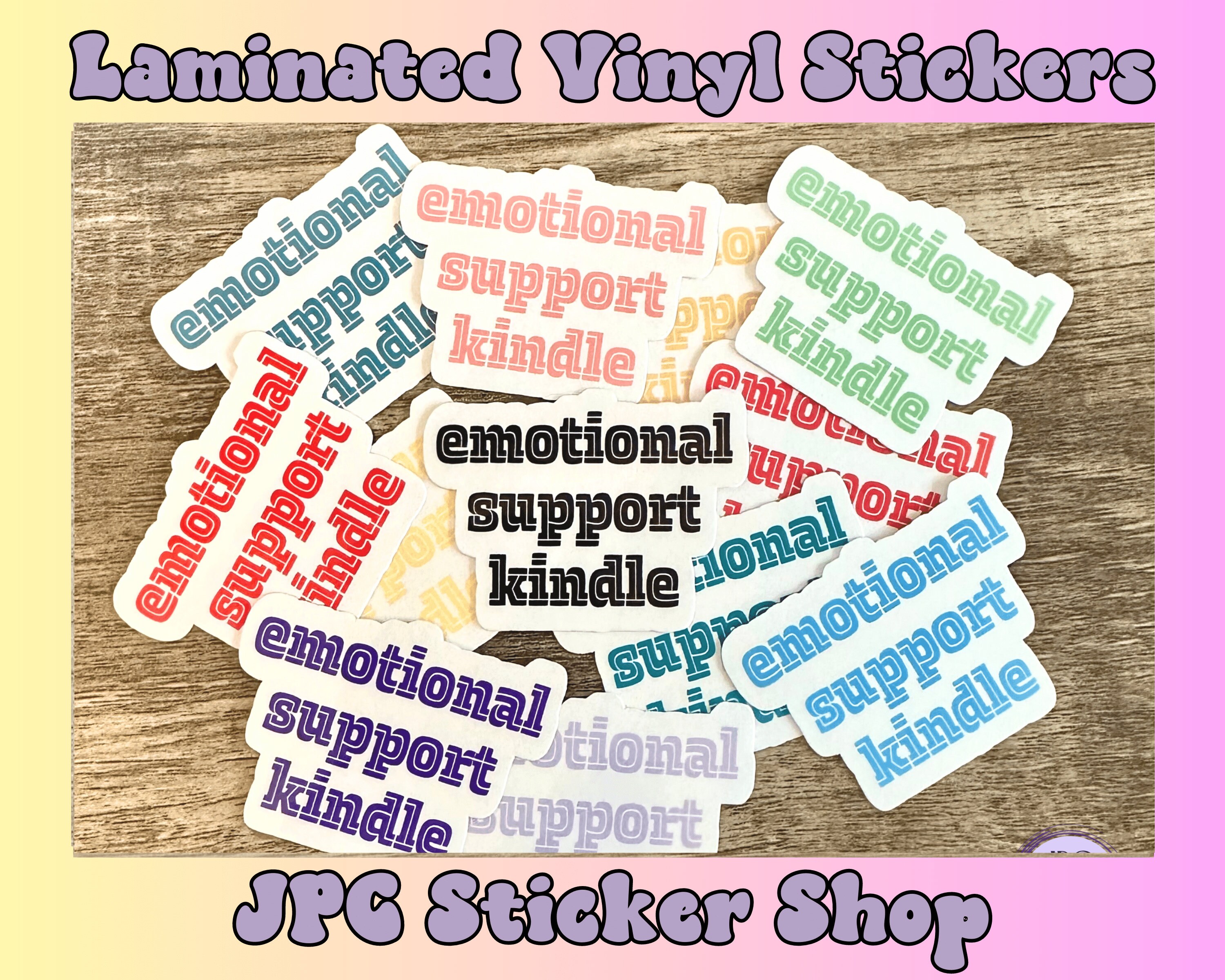 HTLiem Emotional Support Kindle Vinyl Sticker, Stickers for Laptop, Book  Lover Gift, Water Bottle Sticker, Reading Decal, Bookish Gift