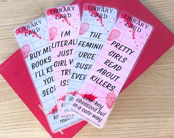 Psychological Thriller Bookmarks, Laminated Library Card Design, Book Lover Gift