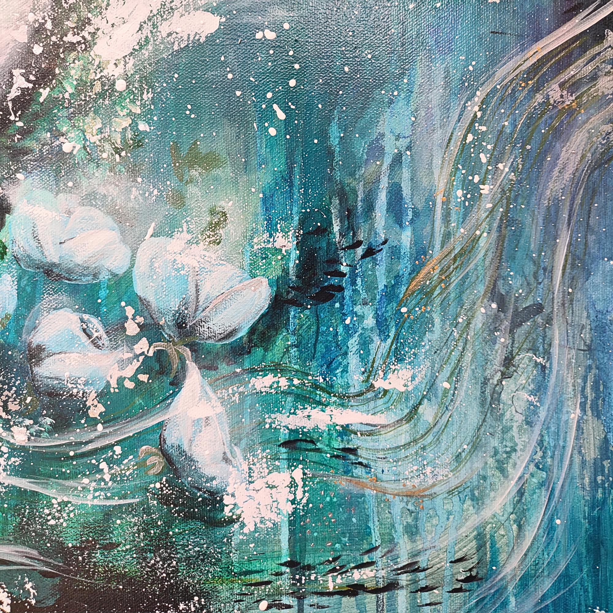 現代の抽象的な青い絵画、60x60cm、手作りの現代的なキャンバスの絵画