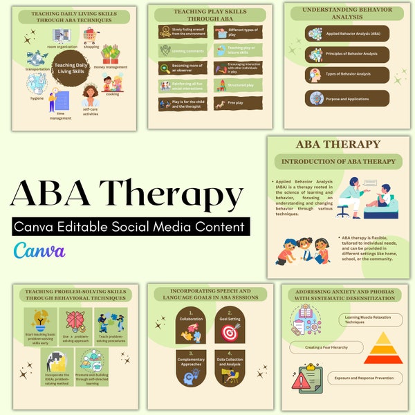 ABA Therapy templates | Canva Editable ABA Therapy Educational Content | Mental Health | ABA therapist social media post