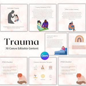 70 Trauma templates | Canva Editable Trauma Educational Content | Mental Health | Stress Template