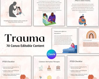 70 Trauma templates | Canva Editable Trauma Educational Content | Mental Health | Stress Template