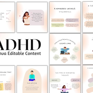 ADHD Instagram Post Template Canva Editable | ADHD Content | Adhd Coach