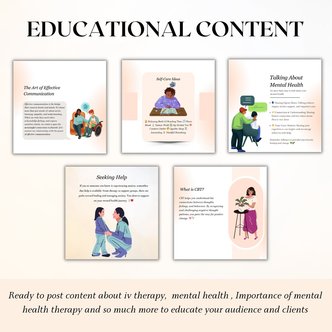 90 Mental Health Instagram Post Templates - Editable Canva Bundle - Etsy