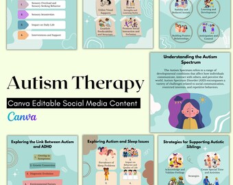 Autism Awareness Social Media Templates, Canva Editable (Digital Download)
