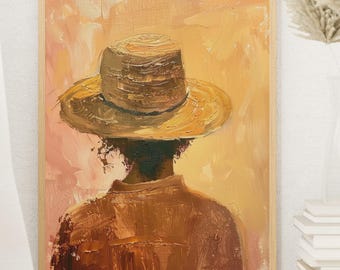 Impressionist Portrait Digital Download: Woman in Straw Hat Wall Art Print