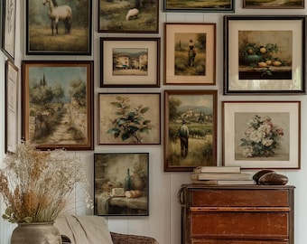 100 stampe di dipinti a olio antichi della campagna francese, Mega Bundle di arte vintage (download digitale)