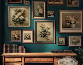 Stampe di dipinti a olio floreali vintage - Set da parete Cottagecore Gallery (download digitale, 40 disegni)