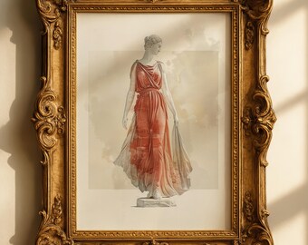 Stampa della dea greco-romana – Statua acquerello vintage da parete (download digitale)
