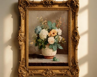 Impression florale vintage de peinture à l'huile - Art cottage français (téléchargement numérique)