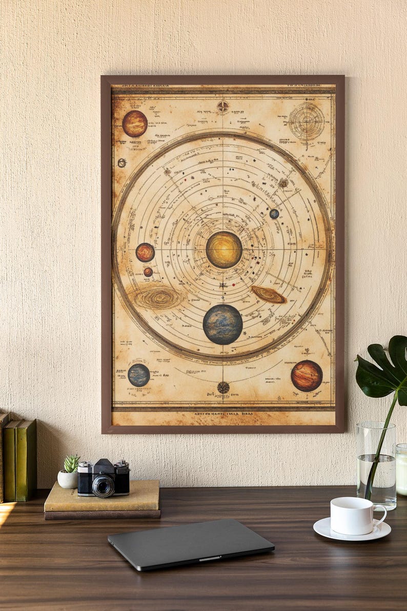 Vintage Solar System Map Print – Antique Celestial Astronomy Poster ...