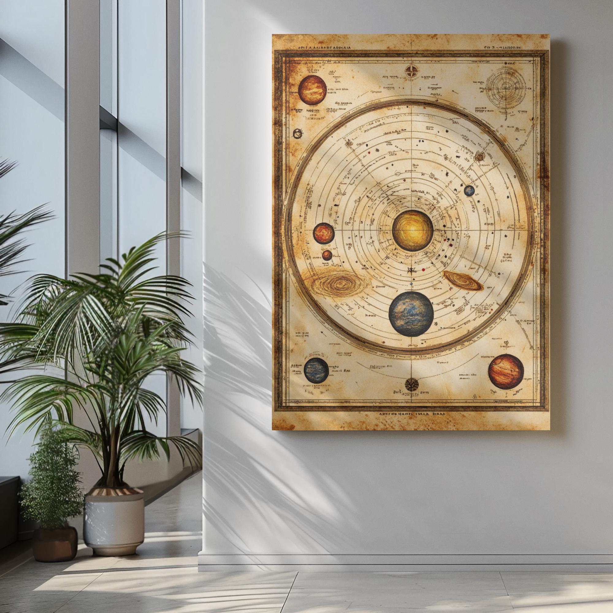 Vintage Solar System Map Print – Antique Celestial Astronomy Poster ...
