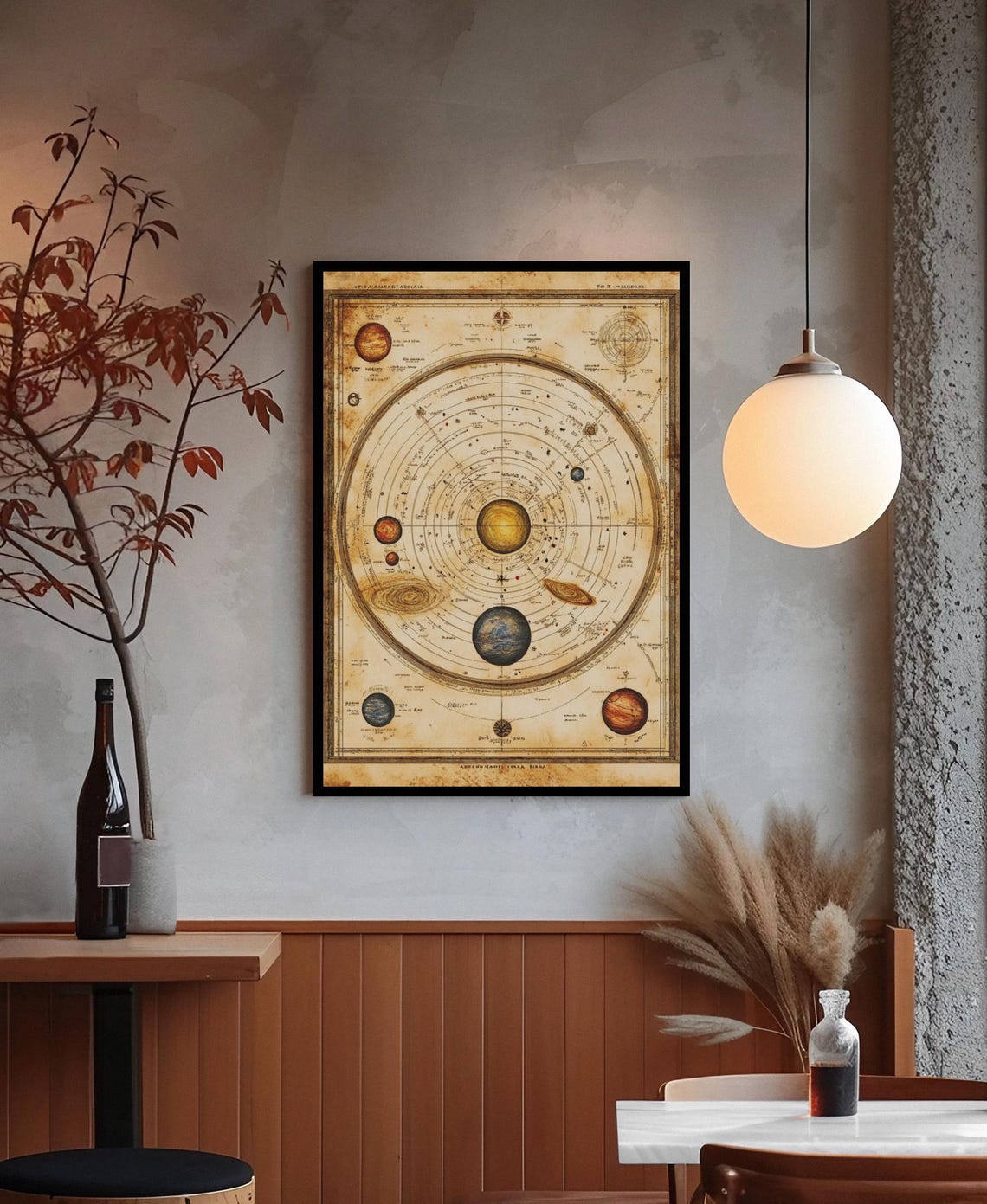 Vintage Solar System Map Print – Antique Celestial Astronomy Poster ...