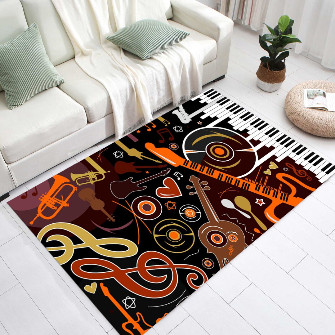 Music Rug Musician Rug Piano Rug Colorful Rug Guitar Rug Etsy