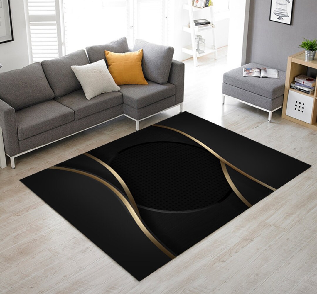 For Living Room Black Rug Gold Rug Popular Rug Office Rug Etsy