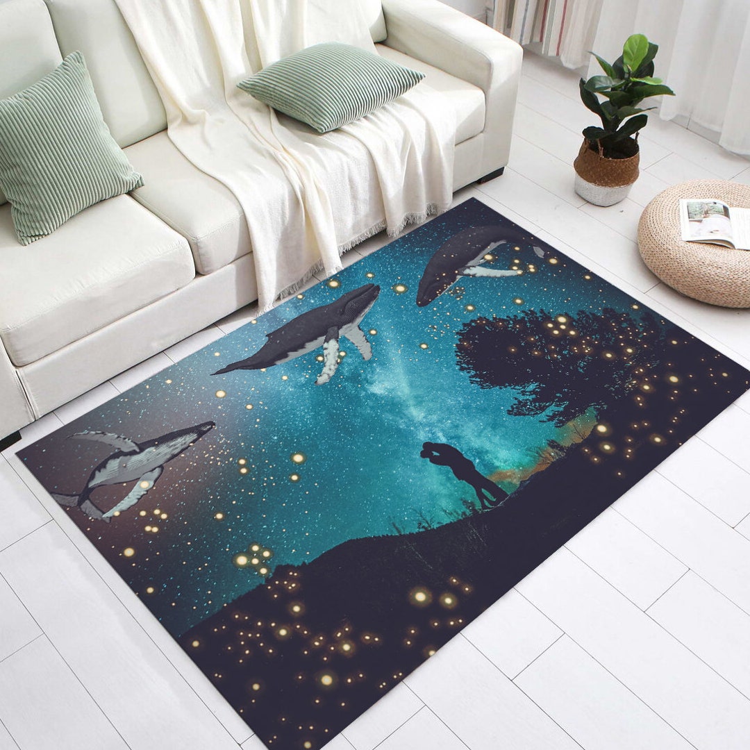 Whale Rug Whale Pattern Rug Whale Decor Aquarium Rug Fish Etsy