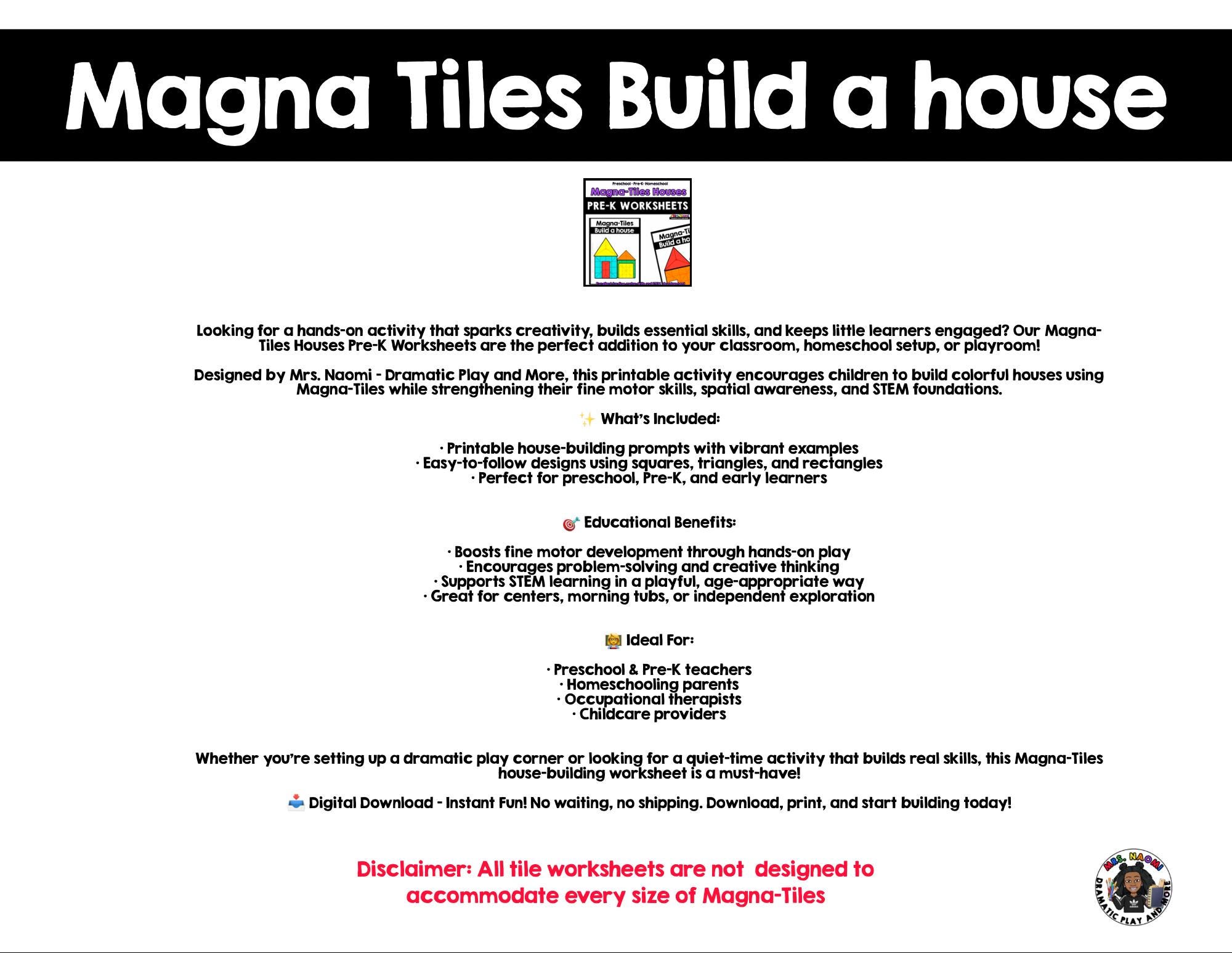 Tile Project Worksheet Magna Tiles House Building Worksheet: Pre-k STEM Activity (digital ...