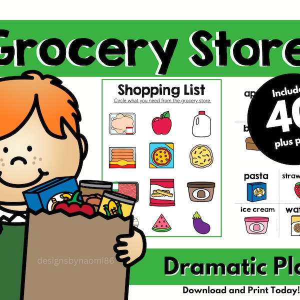 Grocery Store Pretend Play | Dramatic Play | Grocery Store | Preschool | Homeschool | Kid Dramatic Play | Toddler Activities | Daycare