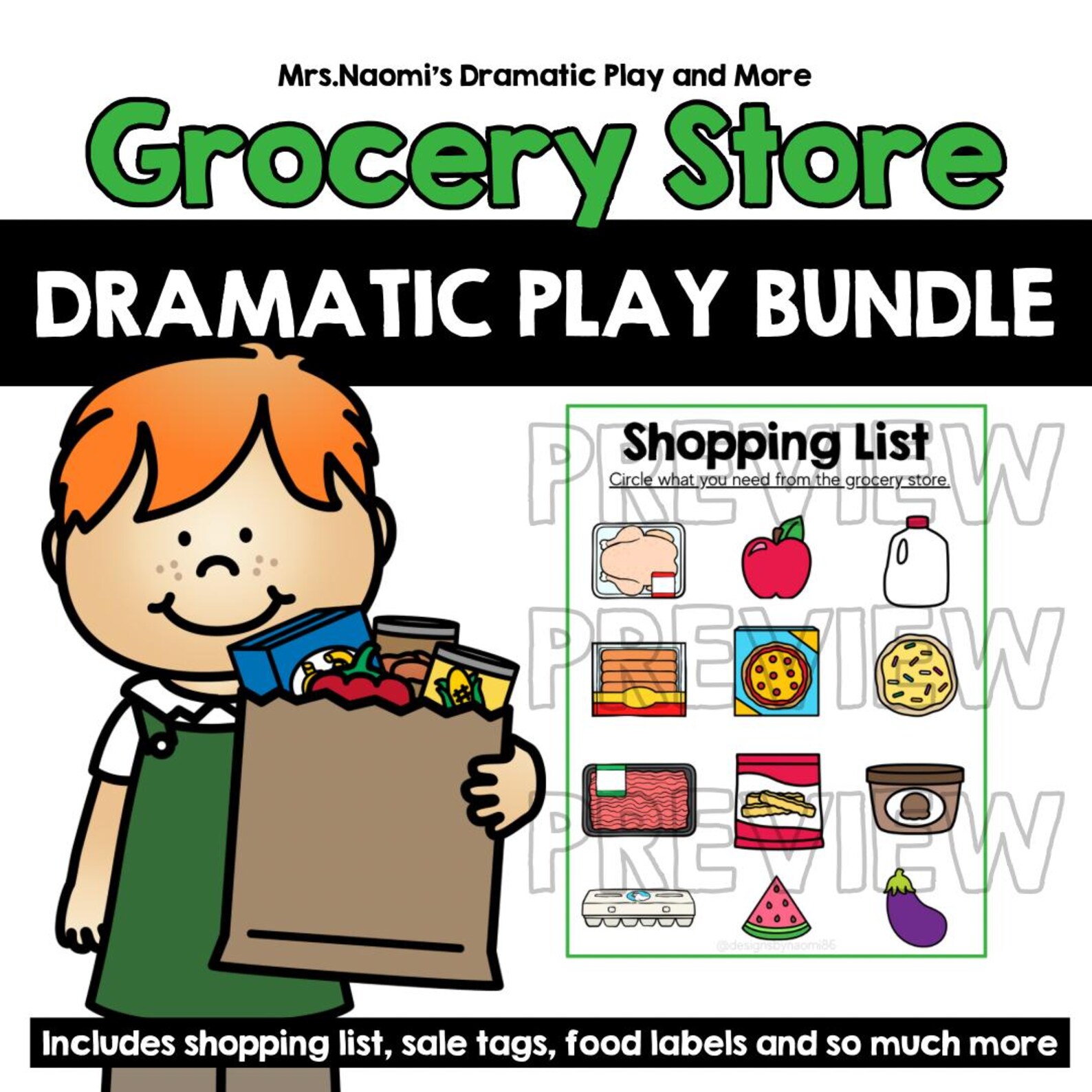 Grocery Store Pretend Play Printable | Dramatic Play (digital Download ...