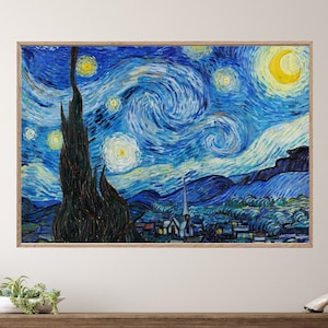 Vincent van Gogh Print, The Starry Night, Digital Download, Vintage Wall Art, The Starry Night Wall Art, Printable Oil Painting, Eclectic