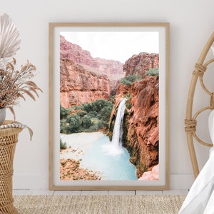 Waterfall Photography, Waterfall Wall Art, Digital Download, Havasupai Falls, Grand Canyon Falls, Arizona Desert Printable Art, Nature