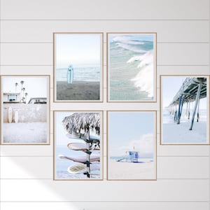 Boho Surf Gallery Wall Set, Set of Six Prints, Surf Wall Art, Digital Download,Surfboard Photography, Beach,Ocean Wave,Summer,Coastal Poster