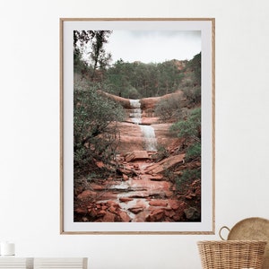 Desert Waterfall Wall Art, Arizona Desert Photography, Digital Download, Sedona, Waterfall Print, Printable Art, Nature Poster, Falls