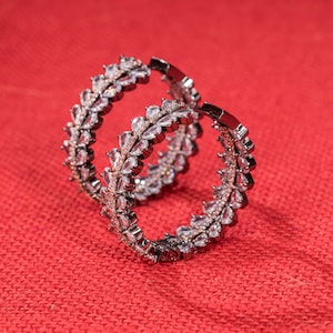 Large Bali Hoop Chandbali American Diamond Earring