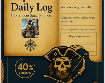 Pirate Journal Printable | Captain's Daily Log PDF | Daily Writing Prompt A4 | Piratehood Theme | Printable Planner Template