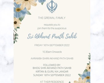 Editable Digital Sri Akhand Path Sahib invite